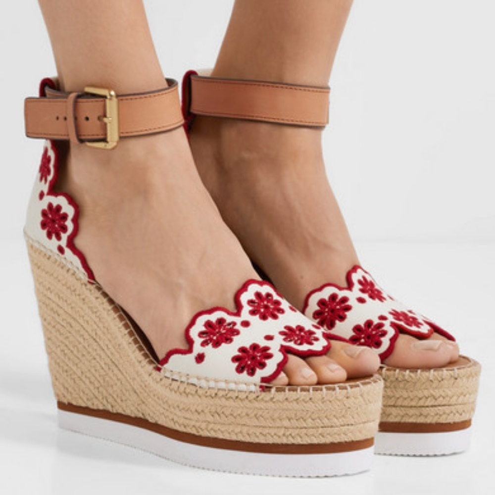 See By Chloe floral wedges, new in box